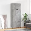 Betonszürke szerelt fa magasszekrény 69,5 x 34 x 180 cm