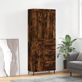   Füstös tölgy színű szerelt fa magasszekrény 69,5 x 34 x 180 cm