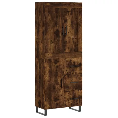 Füstös tölgy színű szerelt fa magasszekrény 69,5 x 34 x 180 cm