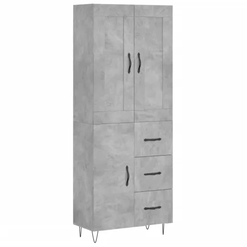 Betonszürke szerelt fa magasszekrény 69,5 x 34 x 180 cm