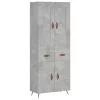 Betonszürke szerelt fa magasszekrény 69,5 x 34 x 180 cm