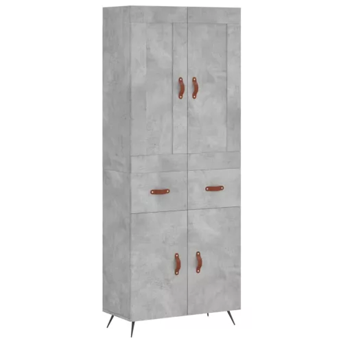 Betonszürke szerelt fa magasszekrény 69,5 x 34 x 180 cm