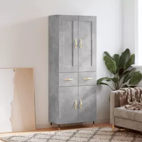 Betonszürke szerelt fa magasszekrény 69,5 x 34 x 180 cm