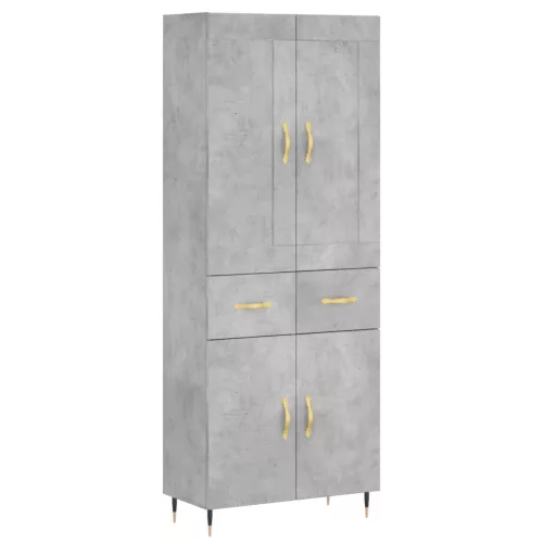 Betonszürke szerelt fa magasszekrény 69,5 x 34 x 180 cm