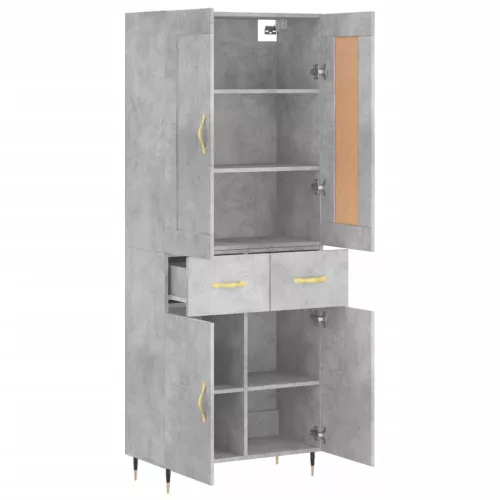 Betonszürke szerelt fa magasszekrény 69,5 x 34 x 180 cm