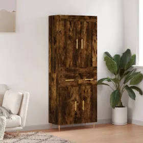   Füstös tölgy színű szerelt fa magasszekrény 69,5 x 34 x 180 cm