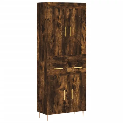 Füstös tölgy színű szerelt fa magasszekrény 69,5 x 34 x 180 cm