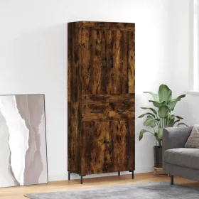   Füstös tölgy színű szerelt fa magasszekrény 69,5 x 34 x 180 cm