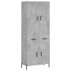 Betonszürke szerelt fa magasszekrény 69,5 x 34 x 180 cm