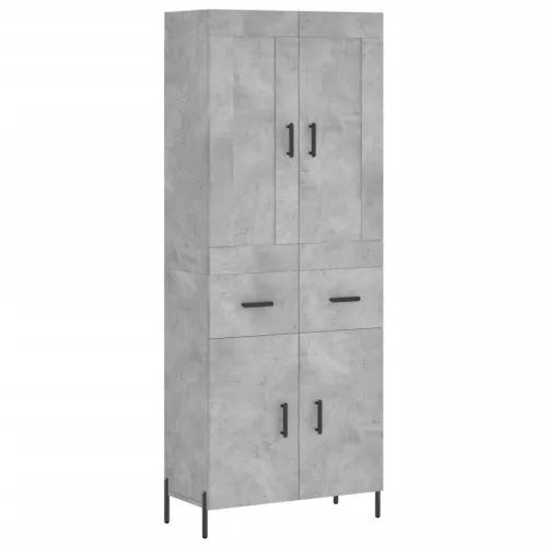 Betonszürke szerelt fa magasszekrény 69,5 x 34 x 180 cm