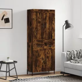   Füstös tölgy színű szerelt fa magasszekrény 69,5 x 34 x 180 cm