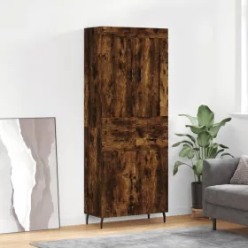   Füstös tölgy színű szerelt fa magasszekrény 69,5 x 34 x 180 cm