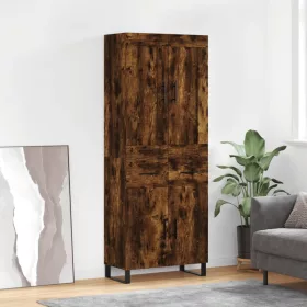   Füstös tölgy színű szerelt fa magasszekrény 69,5 x 34 x 180 cm