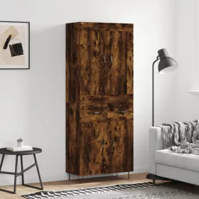   Füstös tölgy színű szerelt fa magasszekrény 69,5 x 34 x 180 cm