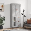 Betonszürke szerelt fa magasszekrény 69,5 x 34 x 180 cm