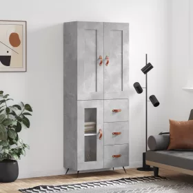 Betonszürke szerelt fa magasszekrény 69,5 x 34 x 180 cm
