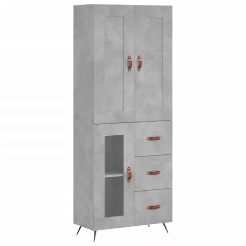 Betonszürke szerelt fa magasszekrény 69,5 x 34 x 180 cm