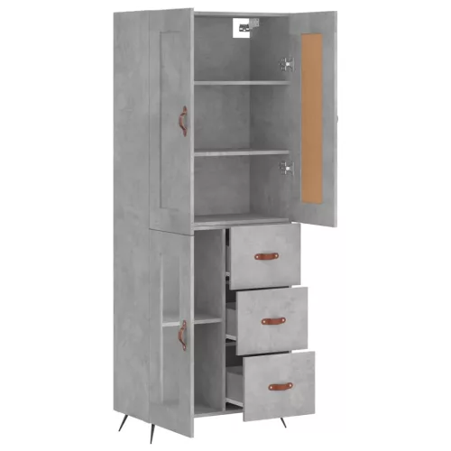 Betonszürke szerelt fa magasszekrény 69,5 x 34 x 180 cm
