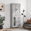 Betonszürke szerelt fa magasszekrény 69,5 x 34 x 180 cm