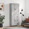 Betonszürke szerelt fa magasszekrény 69,5 x 34 x 180 cm