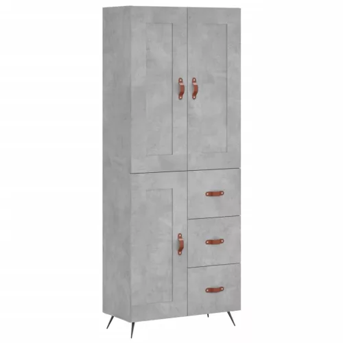 Betonszürke szerelt fa magasszekrény 69,5 x 34 x 180 cm