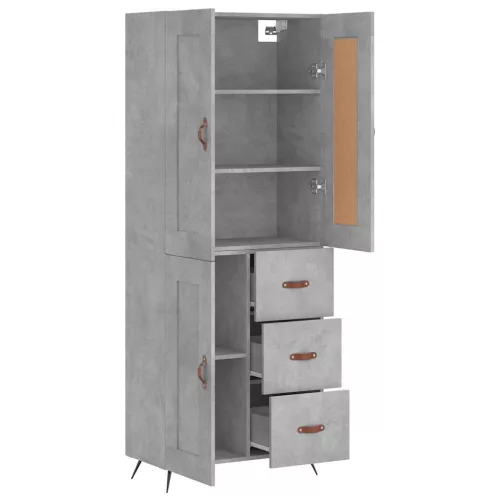 Betonszürke szerelt fa magasszekrény 69,5 x 34 x 180 cm