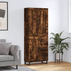   Füstös tölgy színű szerelt fa magasszekrény 69,5 x 34 x 180 cm