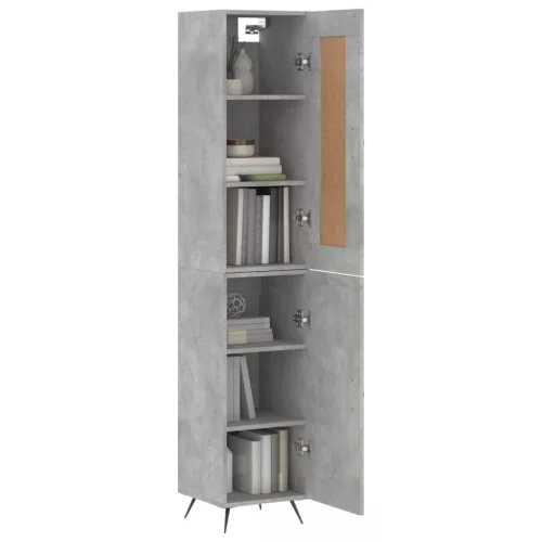 Betonszürke szerelt fa magasszekrény 34,5x34x180 cm
