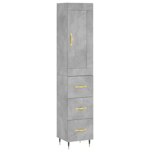 Betonszürke szerelt fa magasszekrény 34,5x34x180 cm