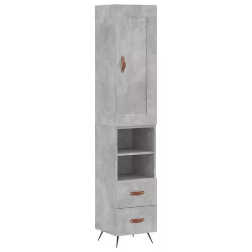 Betonszürke szerelt fa magasszekrény 34,5x34x180 cm
