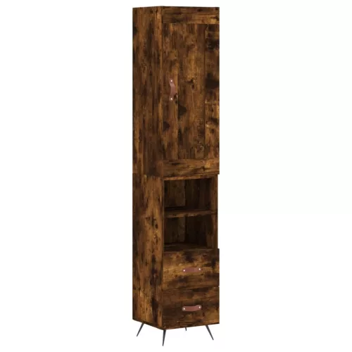 Füstös tölgy színű szerelt fa magasszekrény 34,5x34x180 cm