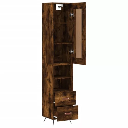 Füstös tölgy színű szerelt fa magasszekrény 34,5x34x180 cm