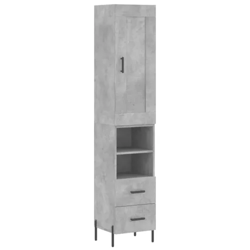 Betonszürke szerelt fa magasszekrény 34,5x34x180 cm