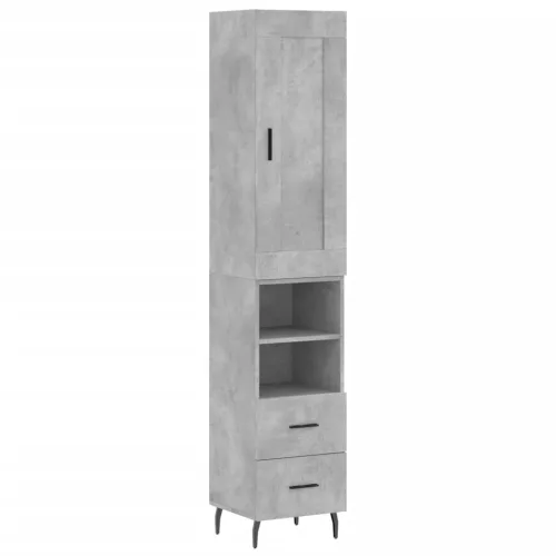 Betonszürke szerelt fa magasszekrény 34,5x34x180 cm