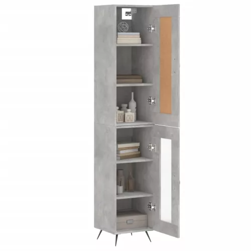 Betonszürke szerelt fa magasszekrény 34,5x34x180 cm