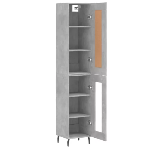 Betonszürke szerelt fa magasszekrény 34,5x34x180 cm