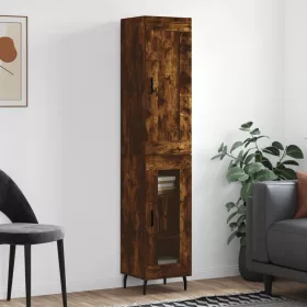  Füstös tölgy színű szerelt fa magasszekrény 34,5x34x180 cm