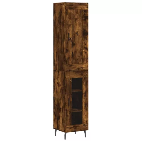 Füstös tölgy színű szerelt fa magasszekrény 34,5x34x180 cm