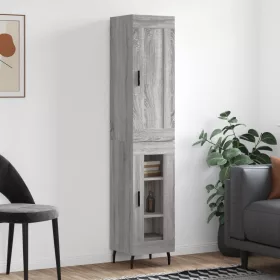 Szürke sonoma szerelt fa magasszekrény 34,5 x 34 x 180 cm