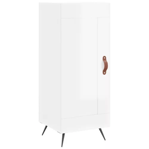 Magasfényű fehér szerelt fa magasszekrény 34,5 x 34 x 180 cm