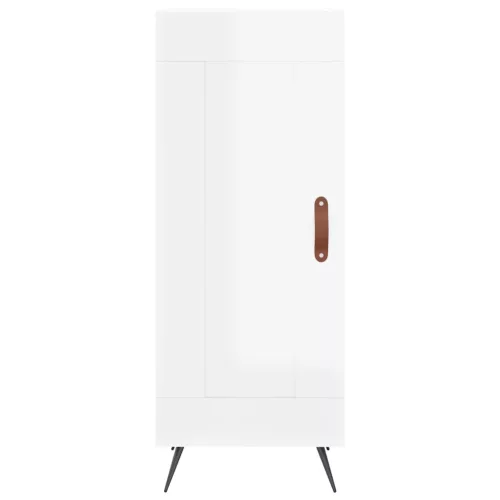 Magasfényű fehér szerelt fa magasszekrény 34,5 x 34 x 180 cm