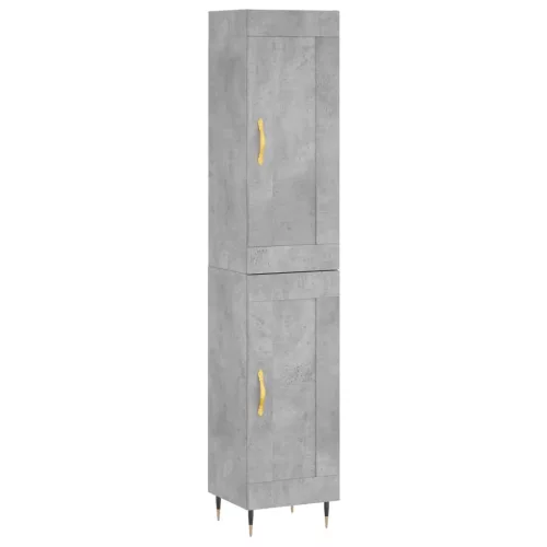 Betonszürke szerelt fa magasszekrény 34,5x34x180 cm