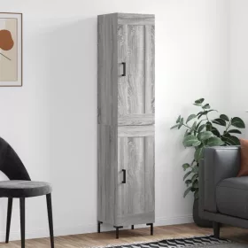 Szürke sonoma szerelt fa magasszekrény 34,5 x 34 x 180 cm