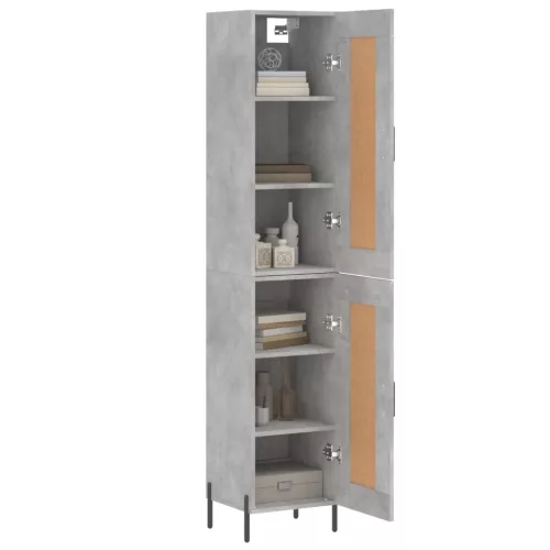 Betonszürke szerelt fa magasszekrény 34,5x34x180 cm