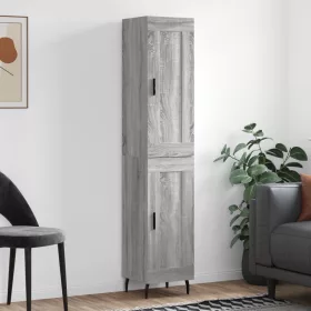 Szürke sonoma szerelt fa magasszekrény 34,5 x 34 x 180 cm