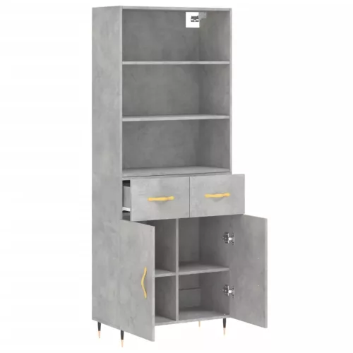 Betonszürke szerelt fa magasszekrény 69,5 x 34 x 180 cm