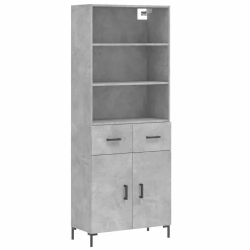 Betonszürke szerelt fa magasszekrény 69,5 x 34 x 180 cm