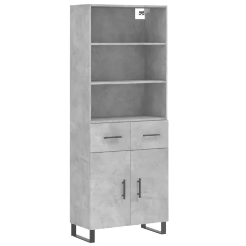 Betonszürke szerelt fa magasszekrény 69,5 x 34 x 180 cm