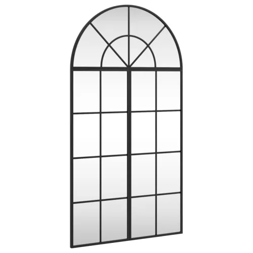 Fekete ívelt vas fali tükör 60 x 110 cm