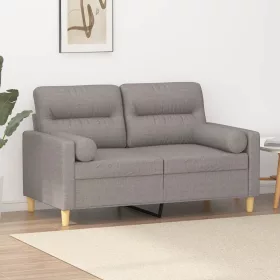   2 személyes tópszínű szövet kanapé díszpárnákkal 120 cm